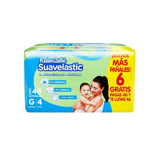 Kleenbebe Suavelastic Pañales Etapa 4  46 Piezas