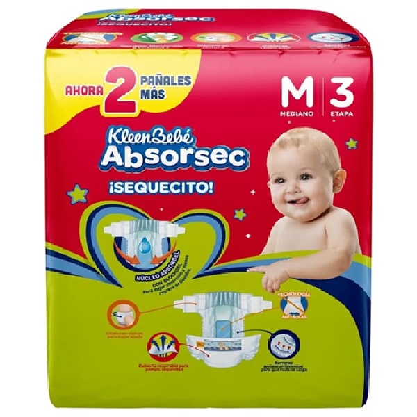Kleenbebe Absorsec Etapa 3 Unisex 14 Pañales