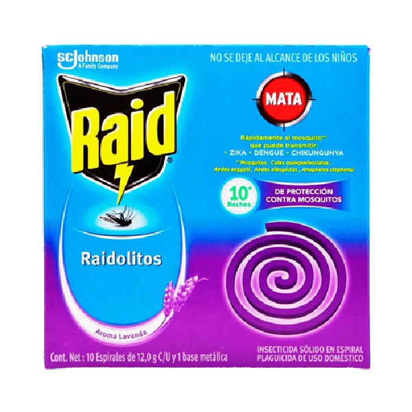 Raid Raidolitos Lavanda Insecticida 10 Piezas